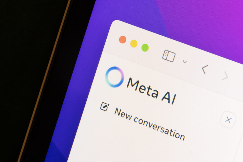 Die Webseite von Meta AI ist auf einem Laptop-Computer zu sehen.